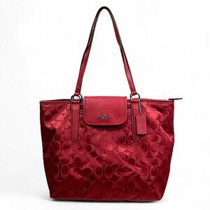 Coach Ward Steen With Leather Trim Monogram Purse Red Tag Tote Bag Pockets